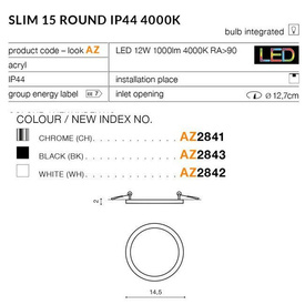 Wpust do łazienki IP44 LED SLIM 4000K ROUND Azzardo