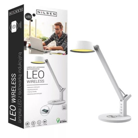 Lampka biurkowa LED LEO z ładowarką indukcyjną wireless biały