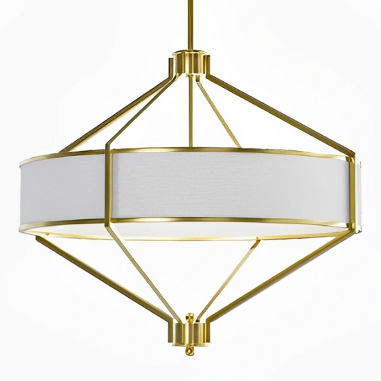 Lampa wisząca Zundo 60 Old Gold ze złotym stelażem, biały abażur OPEN DESIGN HIGHLIGHTS