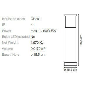 LAMPA ZEWNĘTRZNA STOJĄCA PT1 H60 KAWA 163758 IDEAL LUX