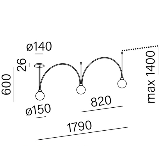 Lampa wisząca FLYING BALL arc LED AQform