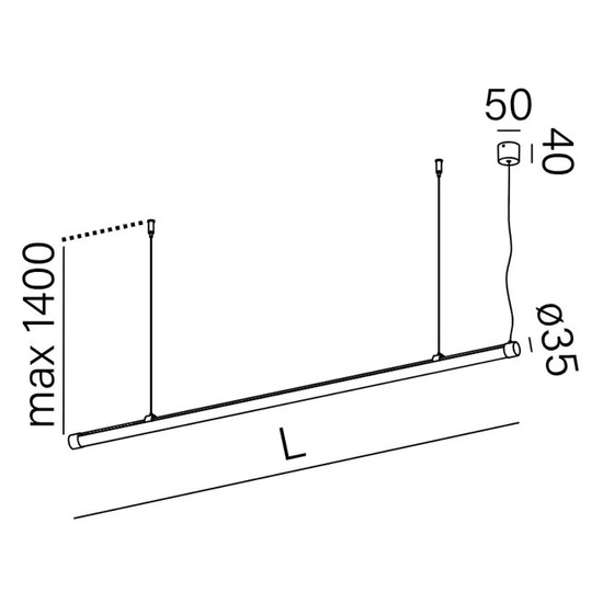 PIPER system LED zwieszany - lampa modułowa 130 cm