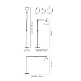 Tolomeo Mega Lampa Stojąca Tkanina Ø 42 cm Ściemniacz Artemide