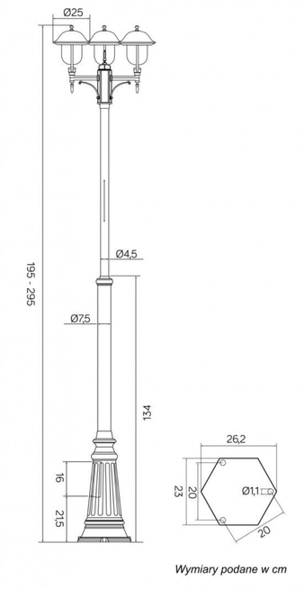 Lampa stojąca PRINCE OGMWN 3 O, SU-MA