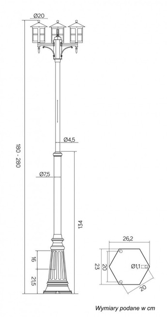 Lampa ogrodowa CORDOBA II OGMWN 3 TD SU-MA