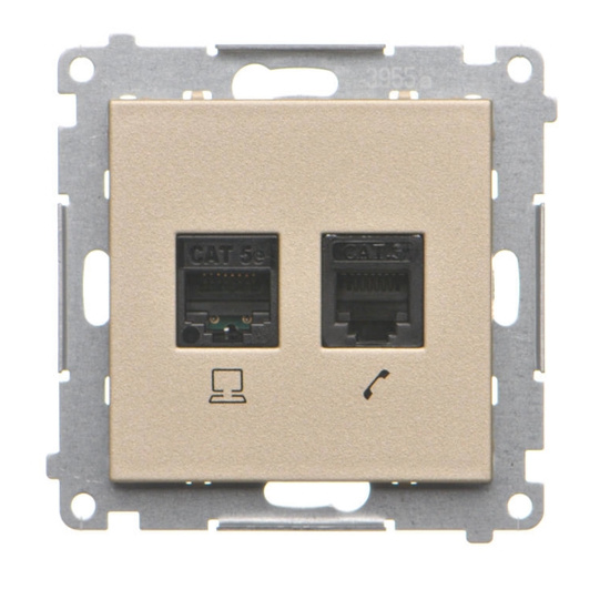 Gniazdo komputerowe RJ45 kat. 5e + telefoniczne RJ12 Simon 55 