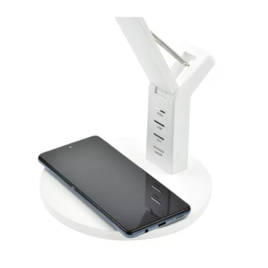 Lampka biurkowa LED LEO z ładowarką indukcyjną wireless biały