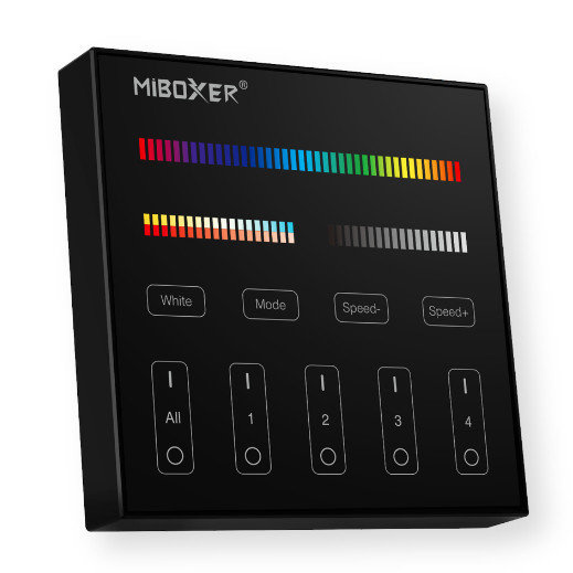 Panel sterujący RGB+CCT 4-strefowy MiBoxer czarny, magnetyczny (B4-B)