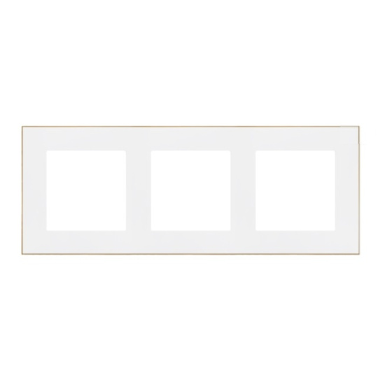 Ramka trójkrotna Simon 55 DUO biało-złota