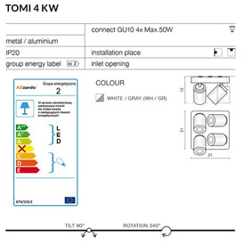 Lampa Tomi 4 KW White AZ0682 Azzardo