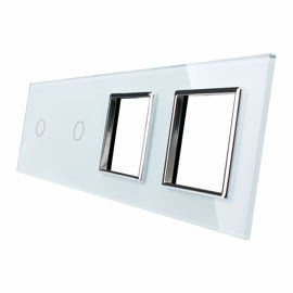 7011GG-61 Biały panel szklany dotykowy dwuprzyciskowy z miejscem na dwa gniazda elektryczne