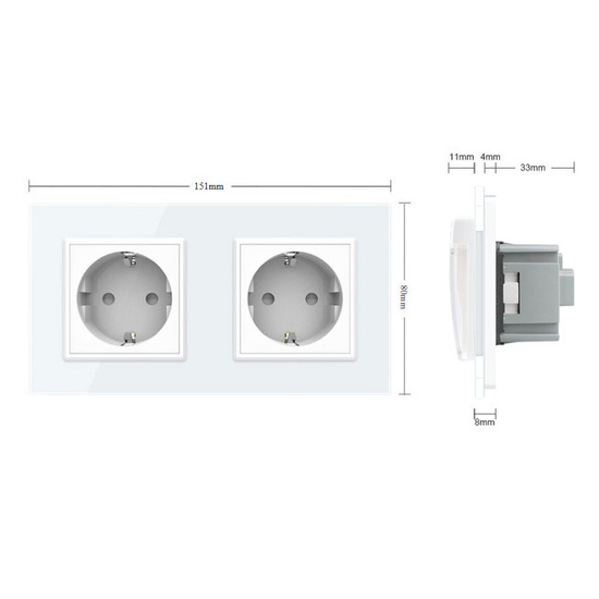 Komplet LIVOLO dwa gniazda w szklanej ramce z nakładkami kolor złoty