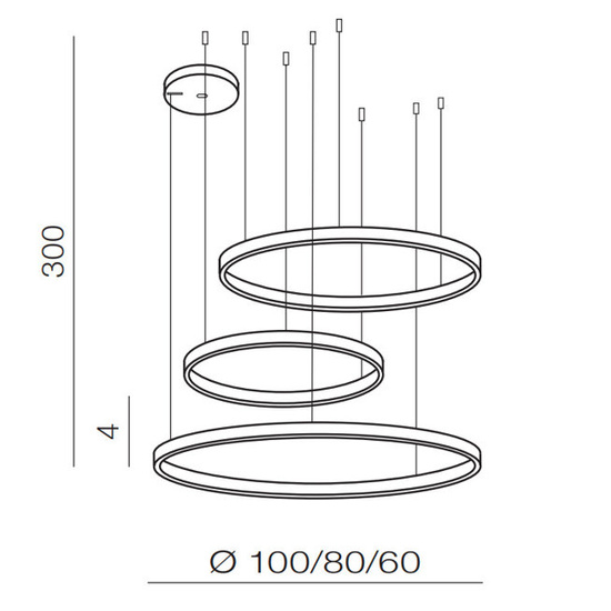 Ściemnialna lampa wisząca Halo 100 + 80 + 60 Gold Azzardo + pilot