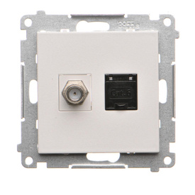 Gniazdo antenowe typu „F” + komputerowe RJ45 kat.6 Simon 55 