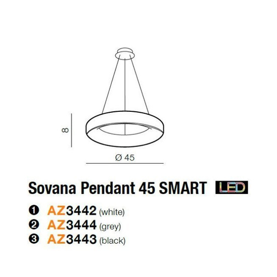 Lampa wisząca Sovana 45 cm Gray Smart Azzardo