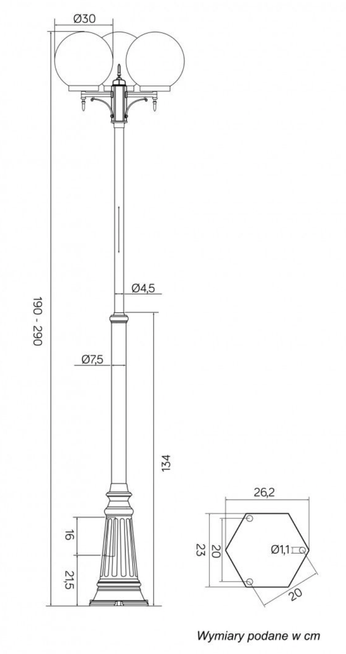 Lampa masztowa KULE CLASSIC OGMWN 3 300 SU-MA