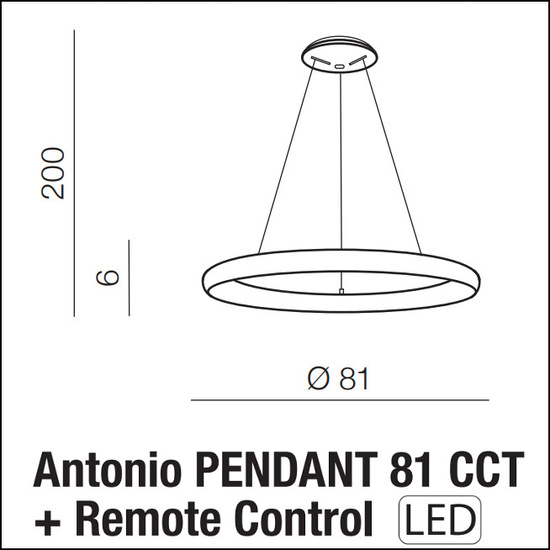 Lampa wisząca z pilotem Antonio 81 Azzardo AZ5065