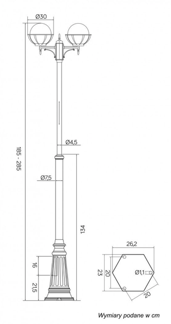 Lampa masztowa KULE Z KOSZYKIEM OGMWN 2 KPO 250 SU-MA