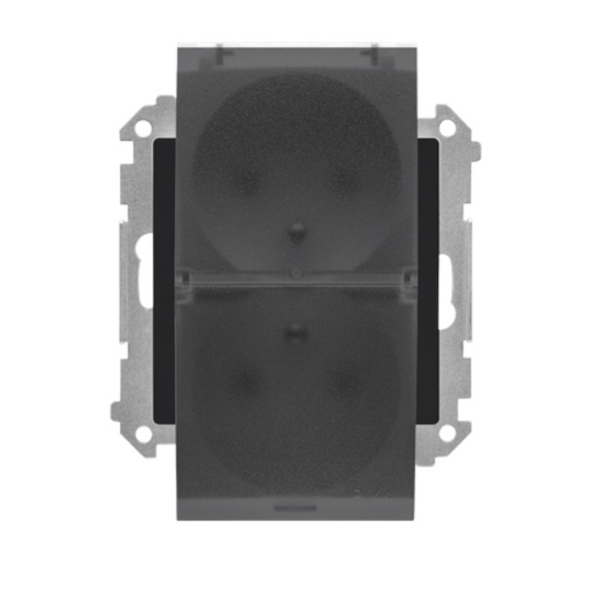 Gniazdo podwójne z klapką transparentną IP44 Simon 55