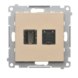 Gniazdo HDMI + komputerowe RJ45 kat.6. Simon 55