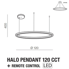 Ściemnialna Lampa wisząca Halo 120 CCT Black Azzardo + pilot w zestawie