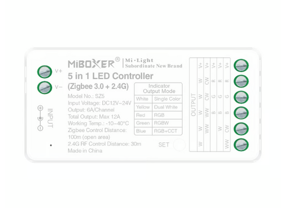 Kontroler 5w1 LED ZigBee 3.012-48VDC 12A MiBoxer (FUT037Z+)