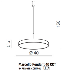 Złota lampa Marcello 40 + pilot do sterowania AZ5089