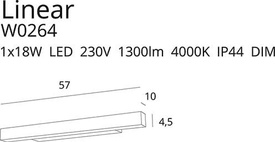 Kinkiet nad lustro Linear W0264 czarny MAXLIGHT 