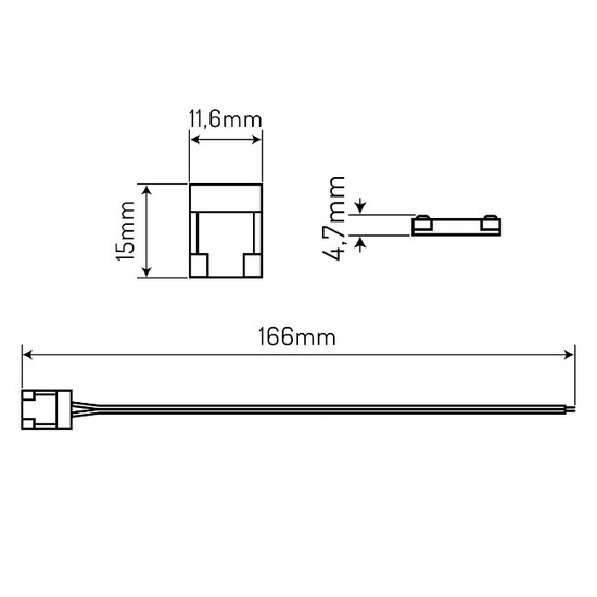 LED line® złączka do taśm COB LED CLICK CONNECTOR pojedyncza 10 mm 2 PIN z przewodem