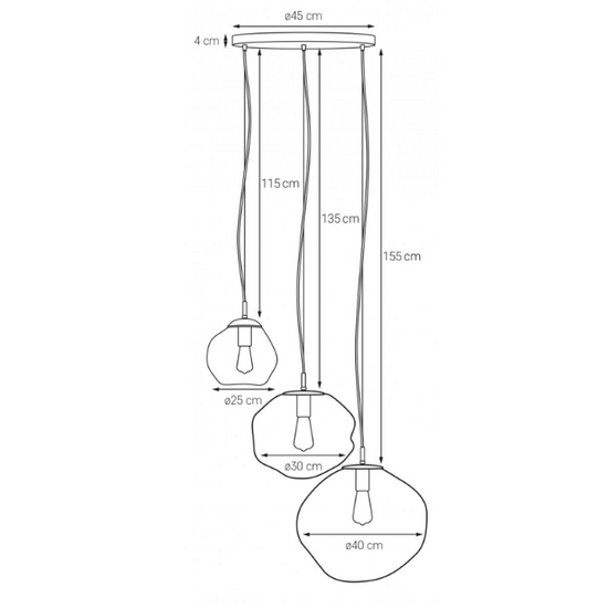 Lampa wisząca trzypunktowa AVIA 3 transparentna, chrom KASPA