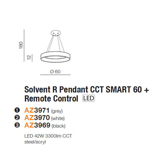 Lampa wisząca Solvent R 60 cm PILOT + Smart WiFi Azzardo