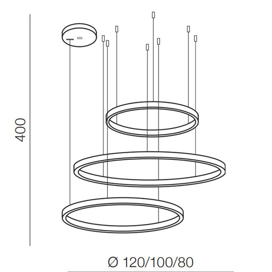 Ściemnialna lampa wisząca Halo 120 + 100 + 80 Gold Azzardo + pilot