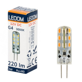 Żarówka LED 24 SMD3014 G4 12V DC 2W silikon biała ciepła 2700K