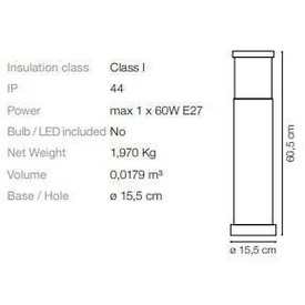 LAMPA ZEWNĘTRZNA STOJĄCA PT1 H60 BIAŁA 109145 IDEAL LUX