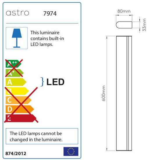 KINKIET ŁAZIENKOWY LED ARTEMIS 600 ASTRO LIGHTING