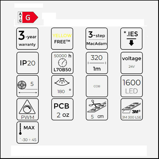 Taśma Led line COB 320 chips/m 24V 4000K 8W 476838 rolka 5 m
