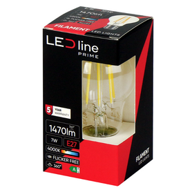 Żarówka LED line PRIME LED E27 7W 4000K 1470lm 220-240V FILAMENT A60 KULKA