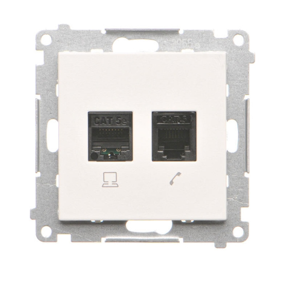 Gniazdo komputerowe RJ45 kat. 5e + telefoniczne RJ12 Simon 55 