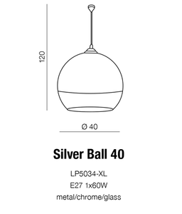 Lampa wisząca Azzardo Silver Ball 40 LP-5034XL