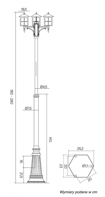 Latarnia ogrodowa WENECJA OGMWN 3 KW SU-MA