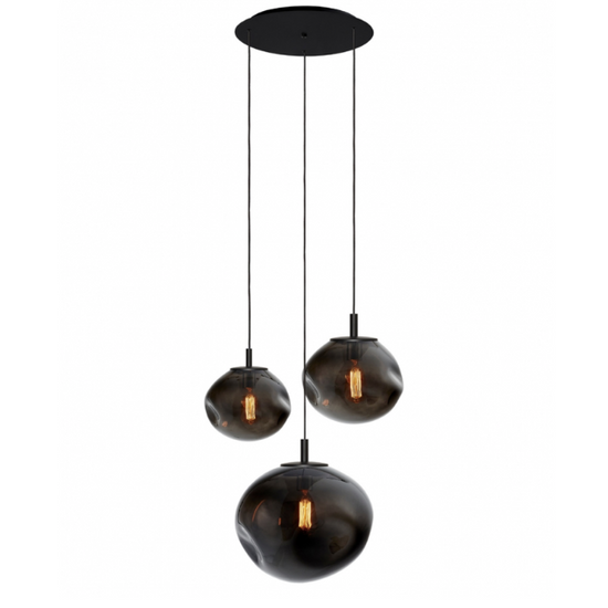 Lampa wisząca trzypunktowa AVIA BLACK 3 przydymiona KASPA