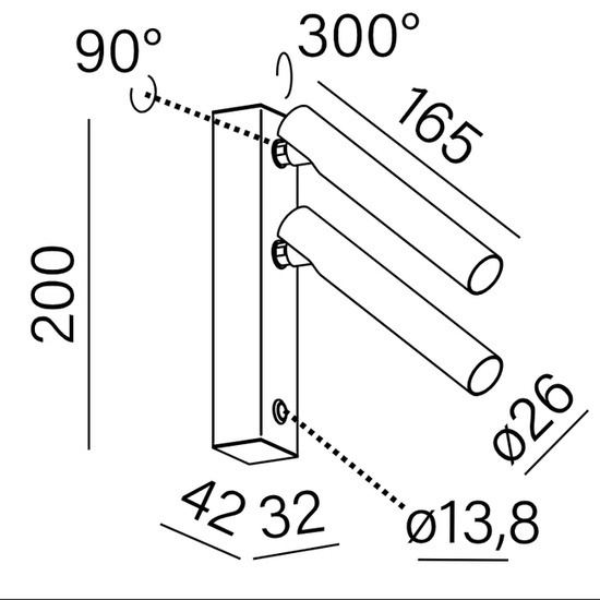 KINKIET PET MICRO R x 2 switch LED AQform