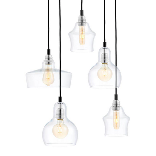 Lampa wisząca pięciopunktowa LONGIS CHROM 5 na plafonie KASPA
