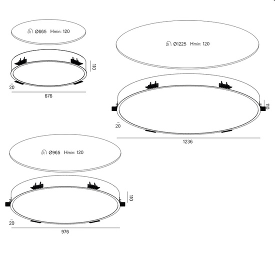 Lampa wpuszczana BIG SIZE next round 67 cm 3000K opal LED AQFORM