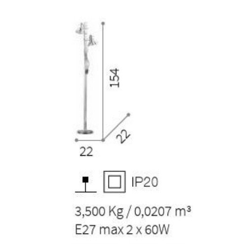 LAMPA PODŁOGOWA POLLY PT2 ARGENTO 061115 IDEAL LUX