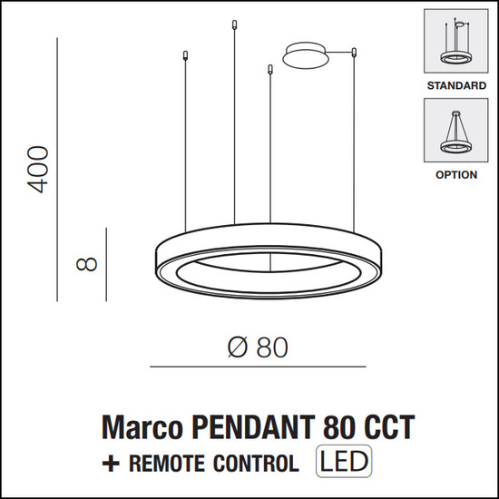 Złota lampa wisząca Marco 80 CCT z pilotem Azzardo AZ5048