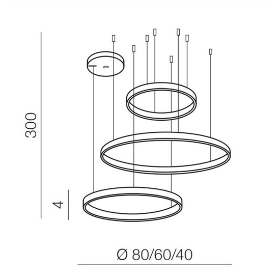 Ściemnialna lampa wisząca Halo 80 + 60 + 40 biała Azzardo + pilot