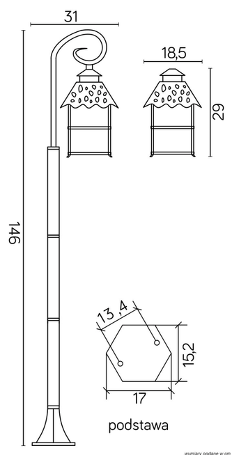 Lampa stojąca zewnętrzna CADIZ K 5002/1/Z SU-MA