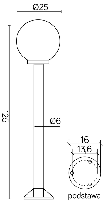 Słupek ogrodowy KULE K K 5002/2/K 250 SU-MA