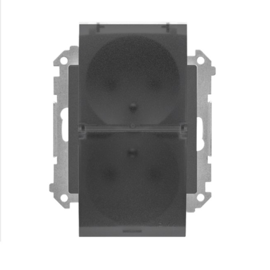 Gniazdo podwójne z klapką transparentną IP44 Simon 55